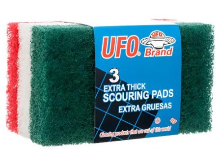 WHOLESALE UFO SCOURING PADS 3 PC EXTRA THICK ASSORTED COLOR SOLD BY CASE Online