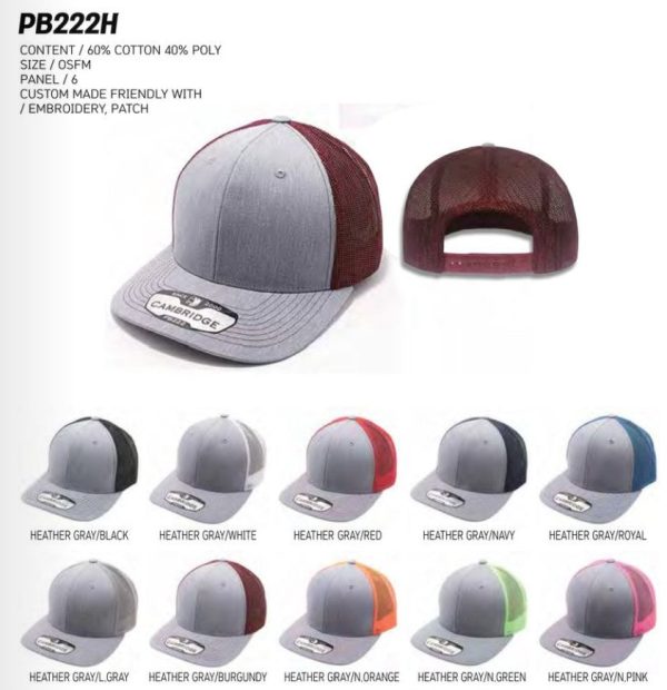 PB222H CAMBRIDGE TRUCKER HAT [HEATHER GREY WITH MULTI COLOR] Sale