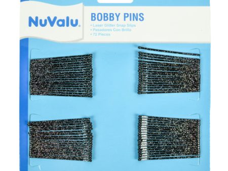 WHOLESALE NUVALU BOBBY PINS 72CT W BLACK COLOR&LASER GLITTER SOLD BY CASE Discount