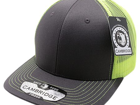 PB222-CHARCOAL-N.YELLOW CAMBRIDGE TRUCKER HAT Sale