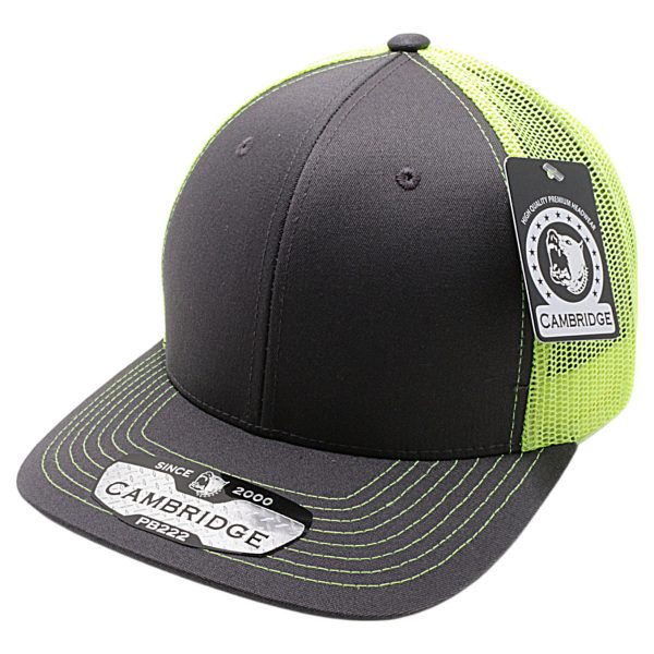 PB222-CHARCOAL-N.YELLOW CAMBRIDGE TRUCKER HAT Sale