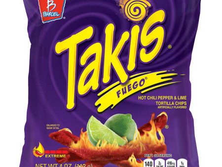 Barcel Takis Fuego Corn Snack Chili Lime, 4oz 40ct For Sale