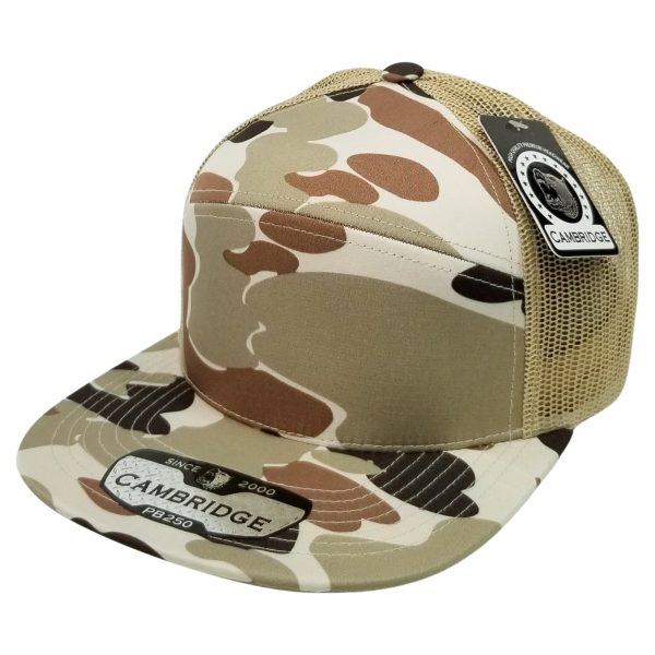 PB250 [BEIGE KHAKI] SHINY CAMO CAMPER MESH TRUCKER For Sale