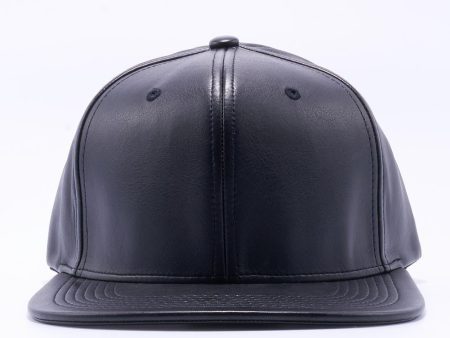 PB158 [BLACK] LEATHER SNAPBACK HATS For Discount