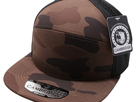 PB260 [D.BROWN] SHINY CAMO CAMPER PERFORATED SNAPBACK HATS Cheap