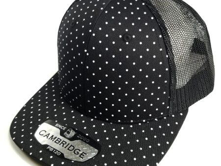 PB120C [BLACK] POLKADOT 6 PANEL MESH TRUCKER HATS Hot on Sale