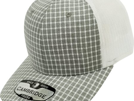 PB254 [GRAY WHITE] PLAID TRUCKER HATS For Cheap