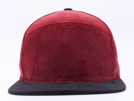 PB124 [BURGUNDY BLACK] HYBRID CORDUROY SNAPBACK HATS Sale