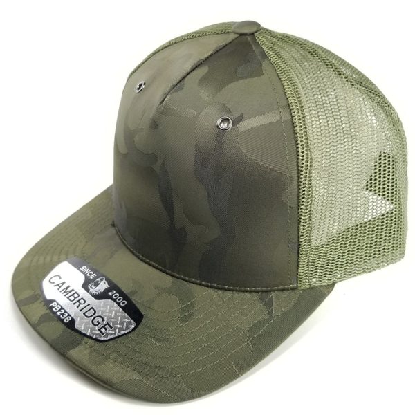 PB238 [OLIVE] CAMBRIDGE 5 PANEL SHINY CAMO TRUCKER Discount