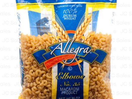 WHOLESALE ALLEGRA PASTA 16 OZ ELBOW SOLD BY CASE For Cheap