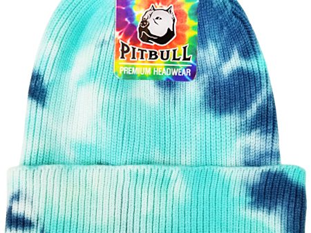 PB266 [TEAL MINT] TIE DYE CUFFED KNIT BEANIE HATS For Cheap