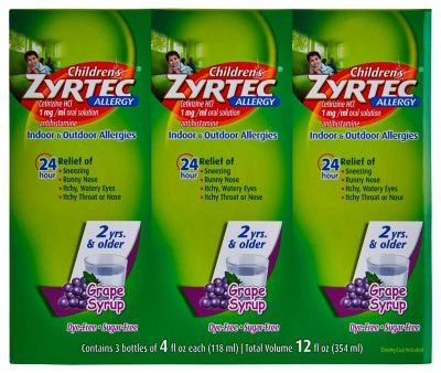 Children s Zyrtec Antihistamine Allergy Liquid Grape 3pk 4oz Cheap