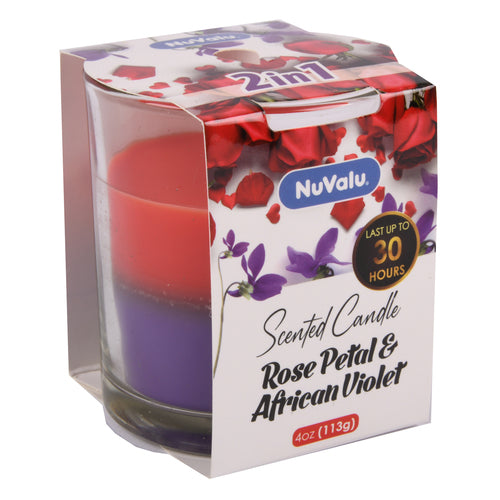 WHOLESALE NUVALU CANDLE TUMBLER 4 OZ ROSE PETAL & VIOLET SOLD BY CASE For Sale