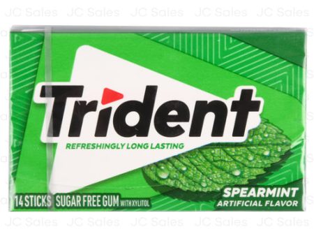 WHOLESALE TRIDENT GUM SPEARMINT 14 STICKS SOLD BY CASE For Sale