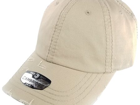 PB136V [KHAKI] UNSTRUCTURED DISTRESSED VINTAGE COTTON TWILL DAD HAT For Cheap