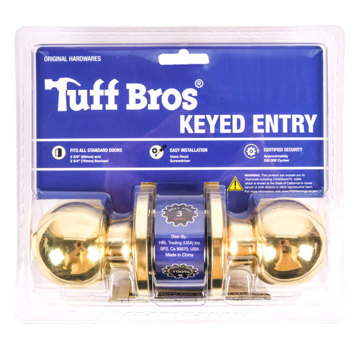 WHOLESALE TUFF BROS DOOR KEYED ENTRY LOCK GOLD #KW-36882GD SOLD BY CASE For Sale