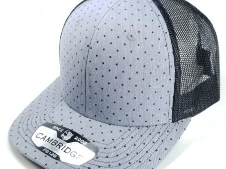 PB120C [L.GREY BLACK] POLKADOT 6 PANEL MESH TRUCKER HATS Hot on Sale