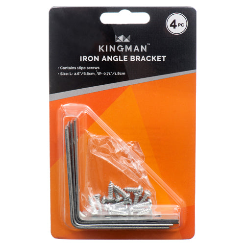 WHOLESALE KINGMAN ANGLE BRACKET IRON 4PCS 2.60X0.71 SOLD BY CASE on Sale