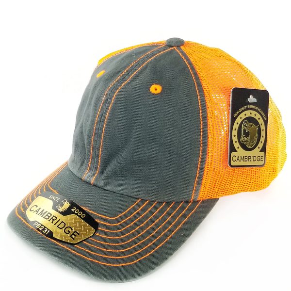 PB231 [CHARCOAL N.ORANGE] UNSTRUCTURED DAD TRUCKER HAT For Discount