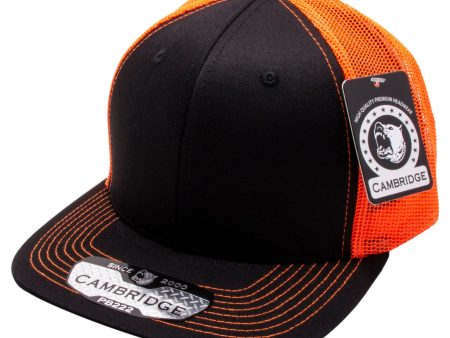 PB222-BLACK-N.ORANGE CAMBRIDGE TRUCKER HAT For Discount