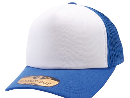 PB114 [WHITE ROYAL ROYAL] 5 PANEL FOAM TRUCKER HATS Discount