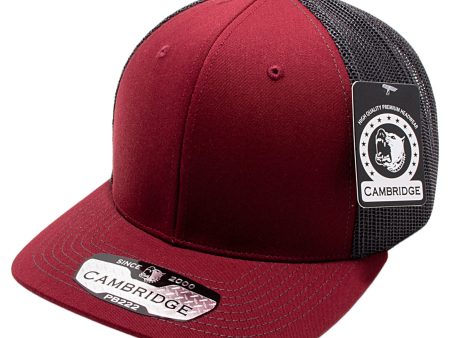 PB222-BURGUNDY-CHARCOAL CAMBRIDGE TRUCKER HAT Fashion