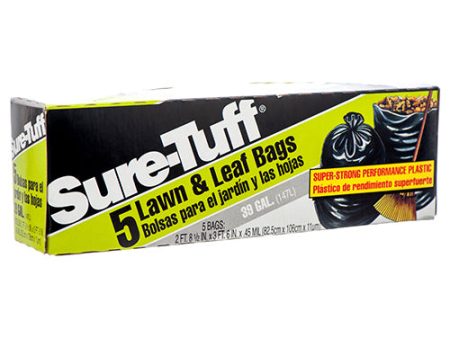 WHOLESALE SURE-TUFF TRASH BAG BLACK 39 GALLON 5 CT SOLD BY CASE For Cheap