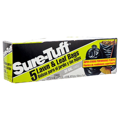 WHOLESALE SURE-TUFF TRASH BAG BLACK 39 GALLON 5 CT SOLD BY CASE For Cheap