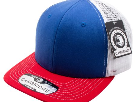 PB222T-ROYAL-WHITE-RED CAMBRIDGE TRUCKER HAT Hot on Sale