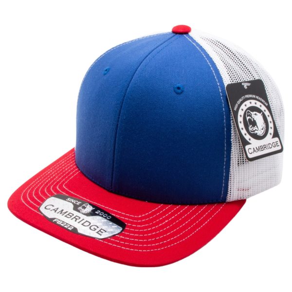 PB222T-ROYAL-WHITE-RED CAMBRIDGE TRUCKER HAT Hot on Sale