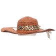 WHOLESALE SUMMER HAT W LEOPARD RIBBON ASST COLOR SOLD BY CASE For Cheap