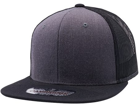 PB180 [BLK-CC.HEATHER-BLK] WOOL BLEND TRUCKER HATS For Sale