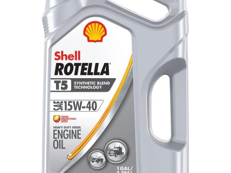 Shell Rotella T5 15W-40 Synthetic Blend Heavy-Duty Diesel Engine Oil, (3-pack 1 gallon bottles) For Sale