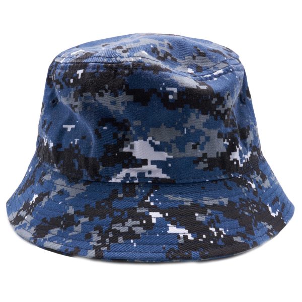 PB183 [NAVY.D.CAMO] PLAIN WASHED COTTON FISHERMAN BUCKET HATS Supply