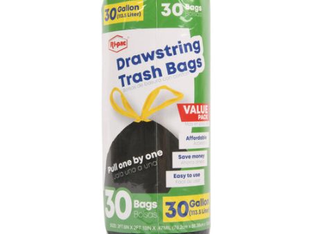 NEW WHOLESALE DRAWSTRING TRASH BAG 30 GAL 30CT SOLD BY CASE Hot on Sale