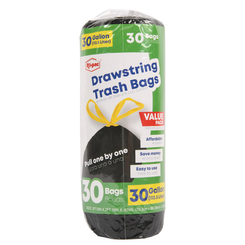 NEW WHOLESALE DRAWSTRING TRASH BAG 30 GAL 30CT SOLD BY CASE Hot on Sale