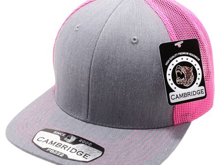 PB222H-HEATHER GRAY-PINK CAMBRIDGE TRUCKER HAT Hot on Sale