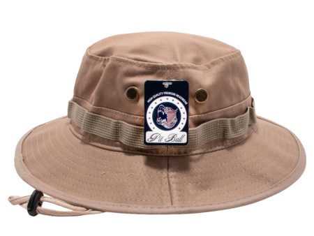 PB169 [KHAKI] PLAIN WASHED BOONIES WITH STRAPPED BUCKET HATS For Cheap