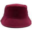 PB183 [BURGUNDY] PLAIN WASHED COTTON FISHERMAN BUCKET HATS For Discount