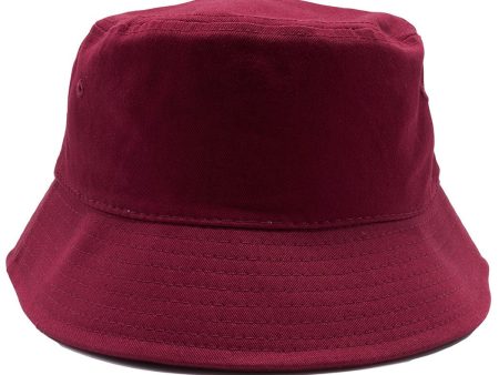 PB183 [BURGUNDY] PLAIN WASHED COTTON FISHERMAN BUCKET HATS For Discount