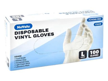 WHOLESALE NUVALU VINYL GLOVE DISPOSABLE 100CT SIZE L SOLD BY CASE For Cheap