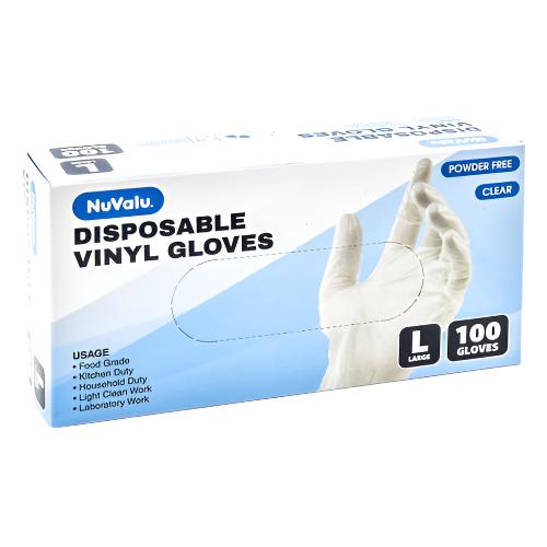 WHOLESALE NUVALU VINYL GLOVE DISPOSABLE 100CT SIZE L SOLD BY CASE For Cheap