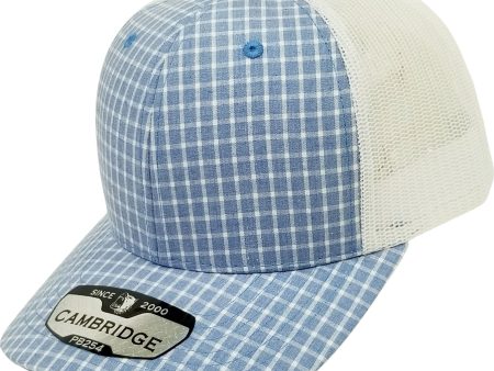 PB254 [SKY WHITE] PLAID TRUCKER HATS Fashion