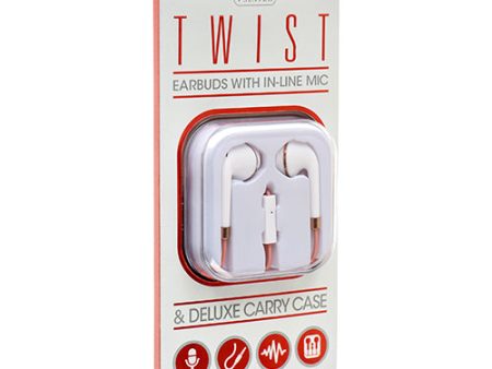 WHOLESALE SENTRY TWIST EARBUDS W.MIC WHITE ASST CLRS SOLD BY CASE on Sale