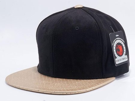 PB150 [BLACK GOLD] SUEDE PERFORATED LEATHER SNAPBACK HATS Discount