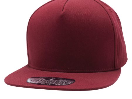 PB106 [BURGUNDY] 5 PANEL COTTON SNAPBACK HATS on Sale