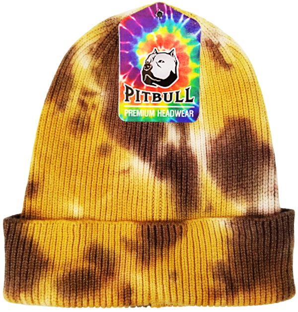 PB266 [BROWN MUSTARD] TIE DYE CUFFED KNIT BEANIE HATS on Sale