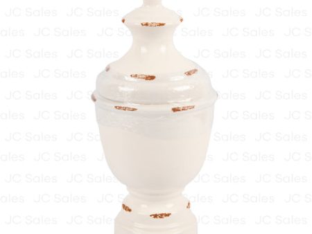 WHOLESALE CERAMIC VASE ANTIQUE WHITE W  LID SOLD BY CASE For Discount