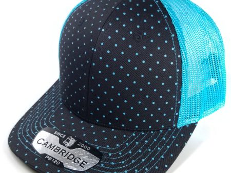 PB120C [BLACK N.BLUE] POLKADOT 6 PANEL MESH TRUCKER HATS Discount