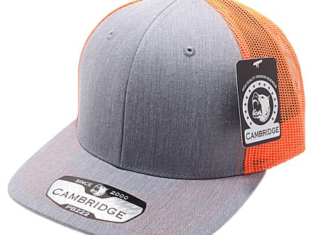 PB222H-HEATHER GRAY-N.ORANGE CAMBRIDGE TRUCKER HAT Hot on Sale